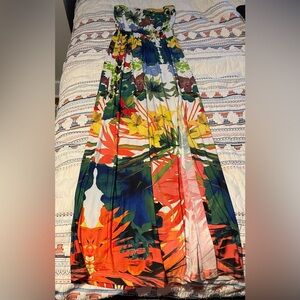 Forever 21 Tropical Strapless Maxi Dress